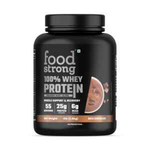 Food Strong 100% Whey Protein - 1.81 Kg (4 Lb), Rich Chocolate