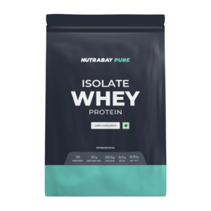 Nutrabay Pure Whey Protein Isolate - 500 gm (1.1 Lb), Unflavoured