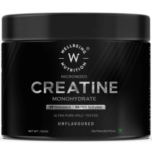 Wellbeing Nutrition 100% Pure Micronized Creatine Monohydrate - 100 gm (0.22 Lb), Unflavoured