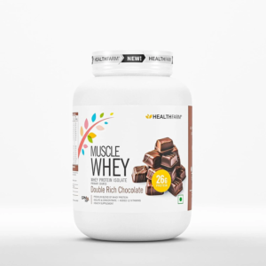 Healthfarm Muscle Whey Protein - 2 Kg (4.4 Lb), Double Rich Chocolate