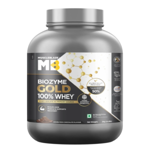 MuscleBlaze Biozyme Gold 100% Whey Protein - 2 Kg (4.4 Lb), Double Rich Chocolate