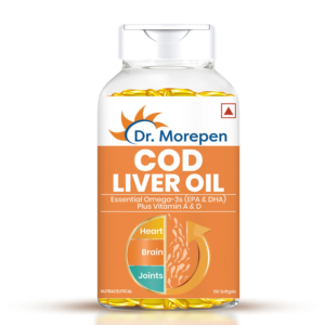 Dr. Morepen COD Liver Oil Capsules With Natural Omega 3, Vitamin A & D - 100 Softgels